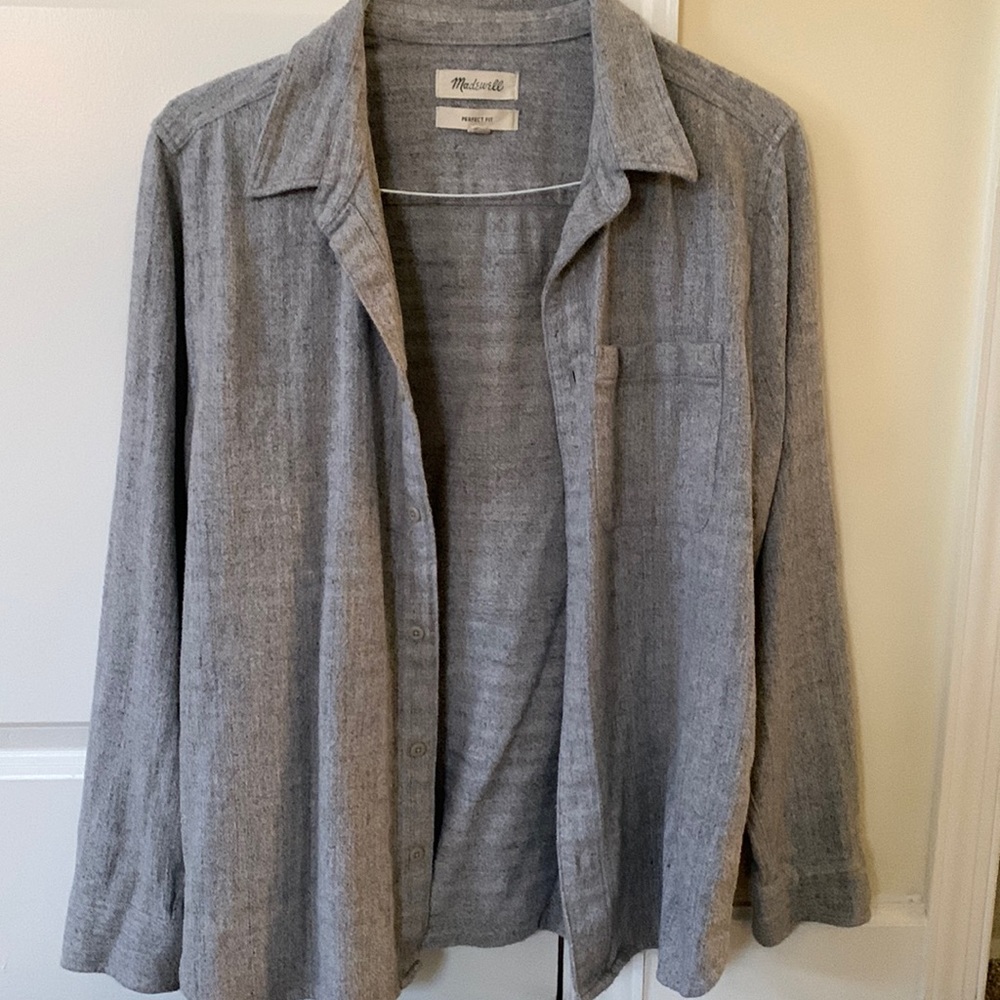Madewell size medium perfect fir grey flannel shirt
